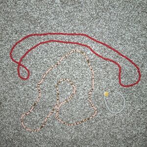 Red and Pink Beaded Layered Necklace Set